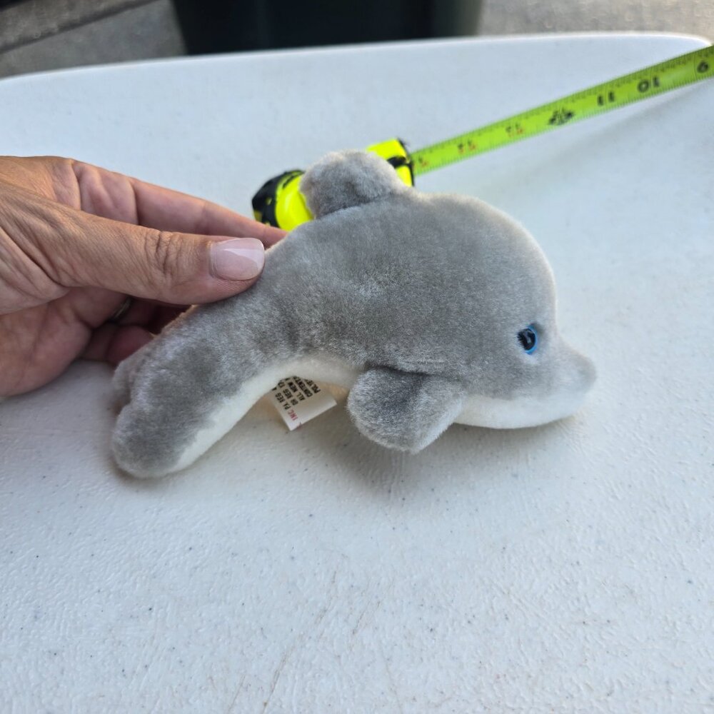 Vintage K&M International Gray Dolphin Plush Stuffed Animal Toy 7 Inches